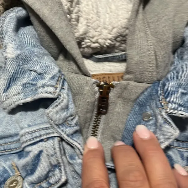 Hollister - Jean Vest over Gray Hoodie - XS - Image 3