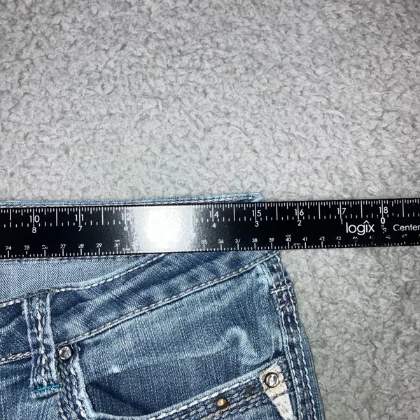 Hydraulic Y2K Bootcut Jeans 8 30x31 Low Rise Fleur De Lis Embellished McBling - Image 4