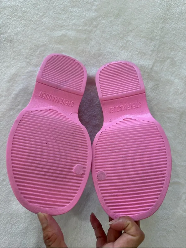 Steve Madden Pink Platform Slide Sandals Size 7 Chunky Comfort Slides - Image 3