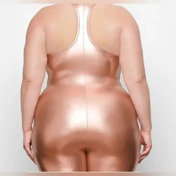 SKIMS METALLIC SWIM CYCLE SUIT/NWT / Champagne color Small NWT - Image 3