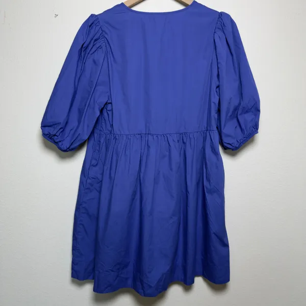 Band of the Free Women 100% Cotton Dress Large Blue Tie Up‎ Coquette Babydoll - Image 5