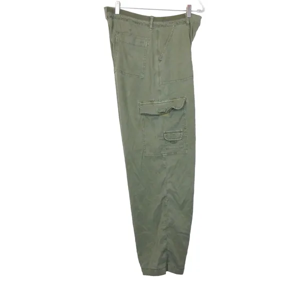 American Eagle Cargo Pants Womens 12 Green High Rise Wide Leg Stretch Utility - Image 9