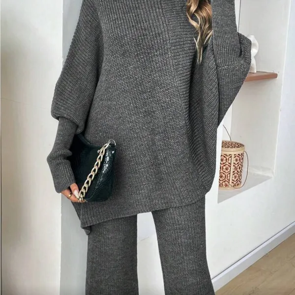 Cozy Ribbed Knit Two-Piece Set in Charcoal Gray NWOT. - Image 3