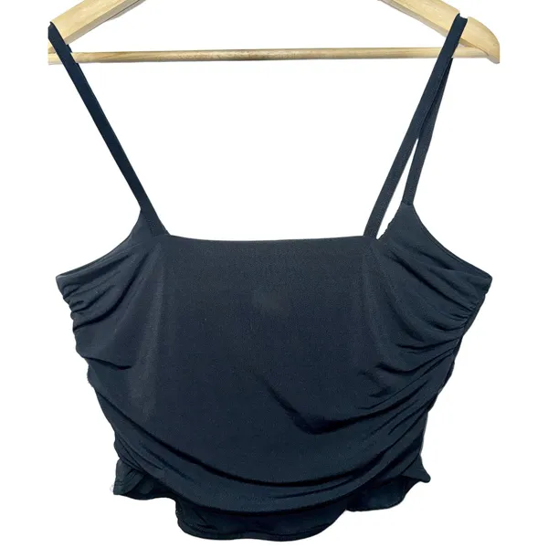 Abercrombie & Fitch Soft AF Black Ruched Camisole Crop Top Tank Top Size Size L - Image 2