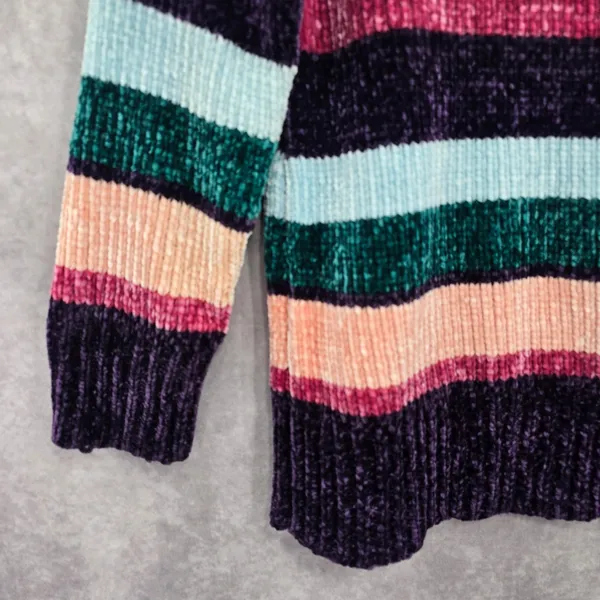 Electric Cozy Whimsy Westbound Multi Color Block‎ Stripe Pullover Sweater Medium - Image 5