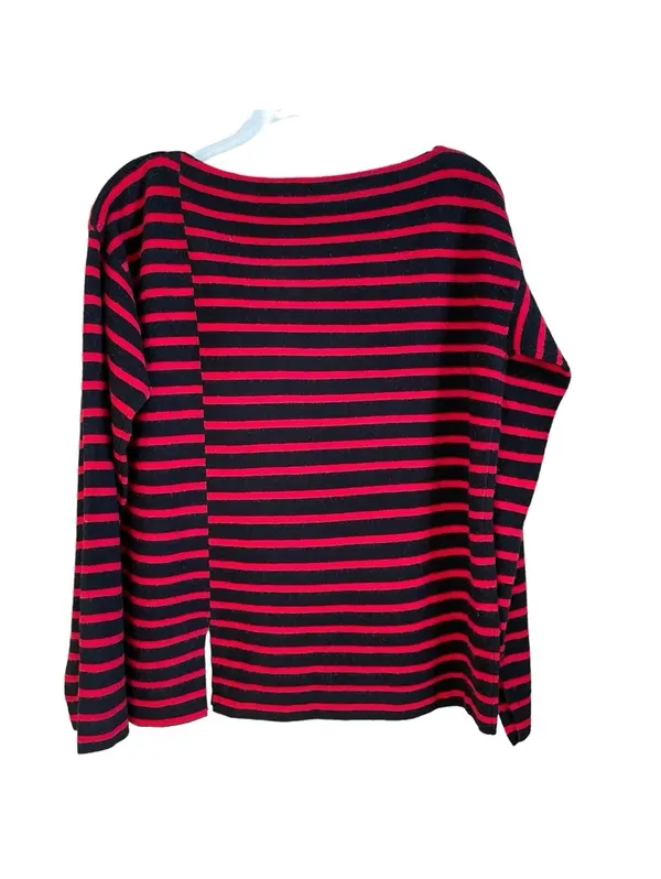 Equipment Calixe Boatneck 100% Wool Sweater Size Small Stripes Nautical Yacht - Image 2