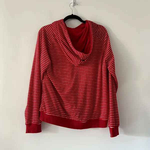Vera Bradley Red Snow Stripe Polar Velour Pullover Hoodie NWT Size L - Image 3