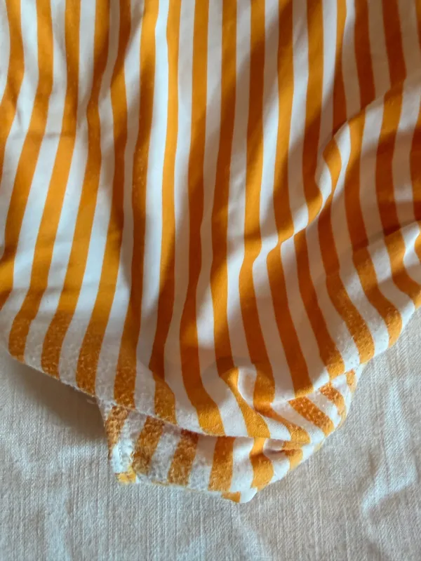 Albion Fit Yellow White Stripe Tie Shoulder One Piece Swimsuit Size Small - Image 3