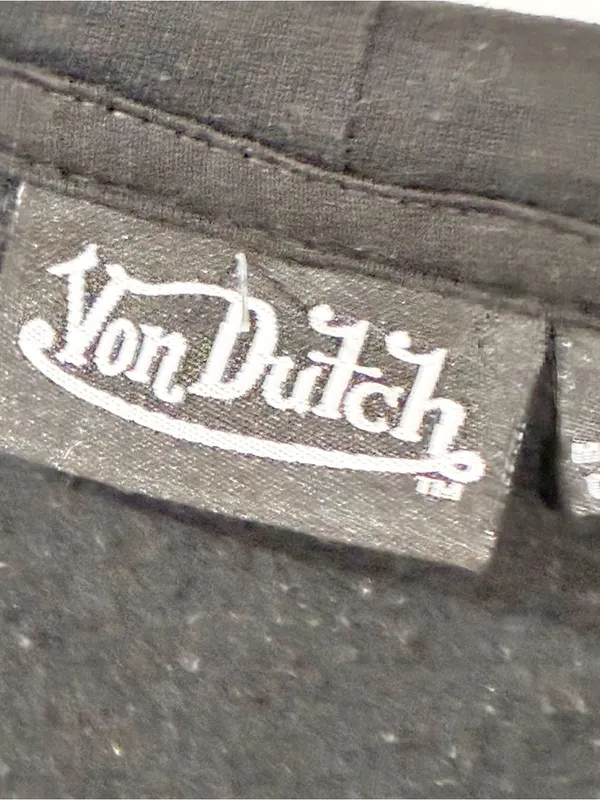Von Dutch Unisex Size Small Black White Sherpa Letter Pullover Hooded Sweatshirt - Image 3