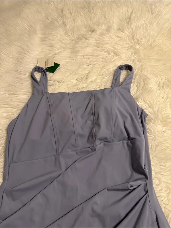HALARA Sleeveless Draped Midi Dress in Dusty Blue Softlyzeto Airy length 39” - Image 10