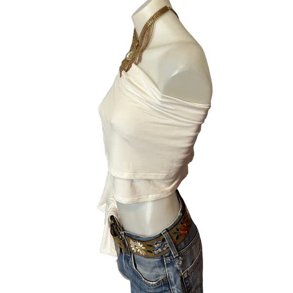 Lovers + Friends White One Shoulder Crop Top XL Wrap Bodycon Revolve $100 NEW - Image 6