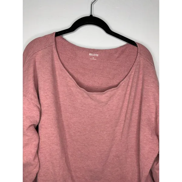 Hollister Scoop Neck Off Shoulder Cropped Sweatshirt Size Medium Pink Mauve Soft - Image 2