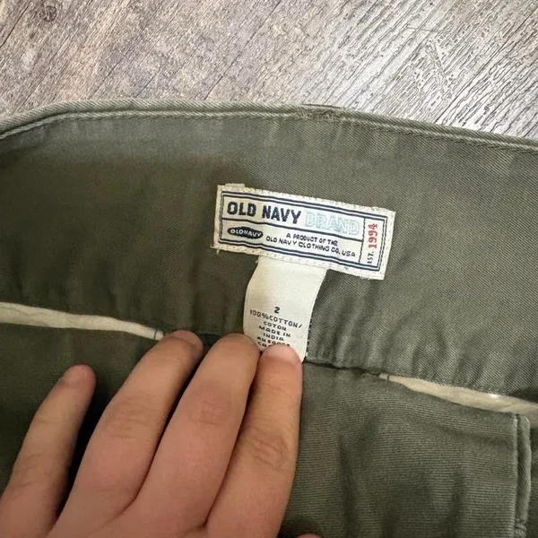 Y2K Old Navy Olive Green Cargo Mini Skirt Size 2 Utility Military‎ - Image 3