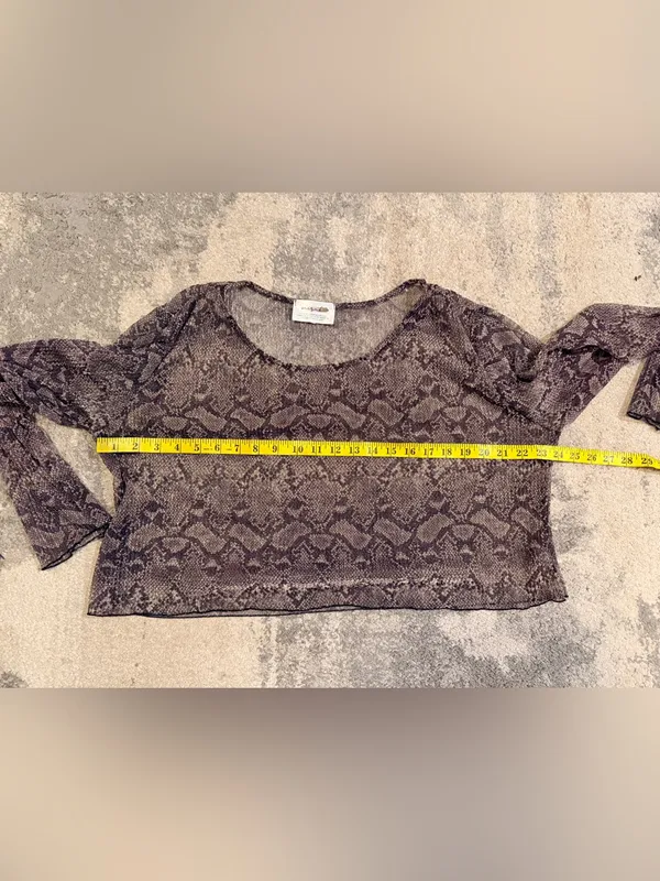 Meraki Sheer Snake-Print Long Sleeve Top - Image 6