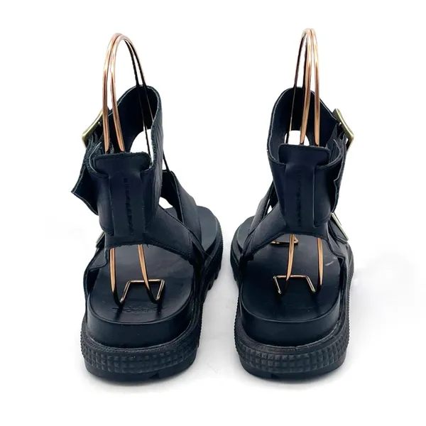 Sorel Roaming T-Strap Buckle Sandals Size 5.5 Black Leather Strappy Rugged Sole - Image 8