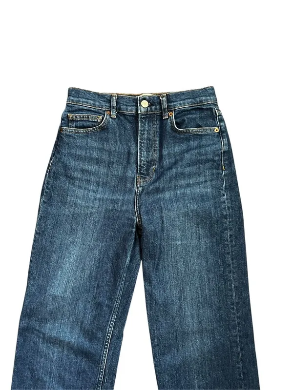 Reformation Wilder High Rise Wide Leg Cropped Jeans Blue Size 27 - Image 3