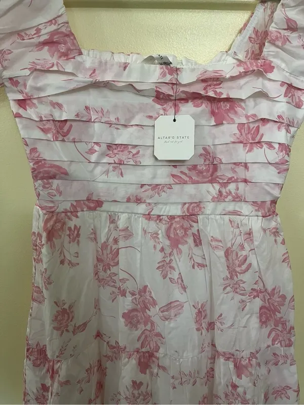 NEW Altar’d State White & Pink Floral Maxi Dress Size Small NWT - Image 3