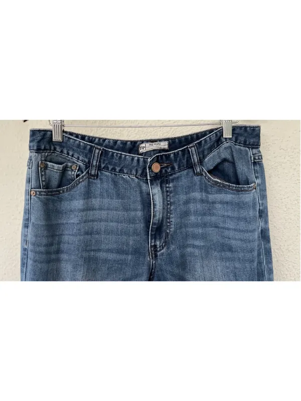 Free People Skylar Button Boho Hippie Bell Bottom Flare Jeans Size 30 Festival - Image 3