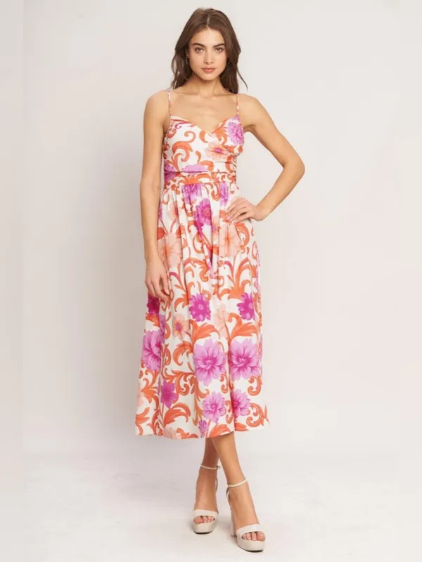 Flying Tomato VACAY BLOOM WOVEN MIDI DRESS Medium - Image 5