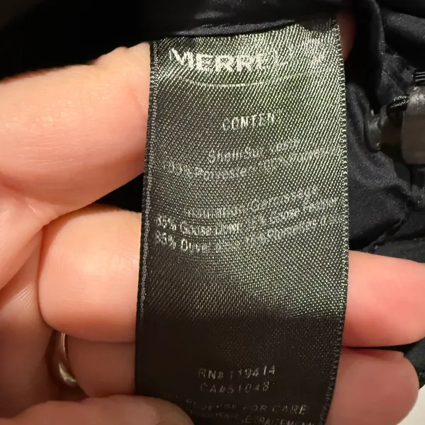 Merrell Goose Down Puffer Jacket Womens XS Black Full Zip Coat Gorpcore Outdoor - Image 4