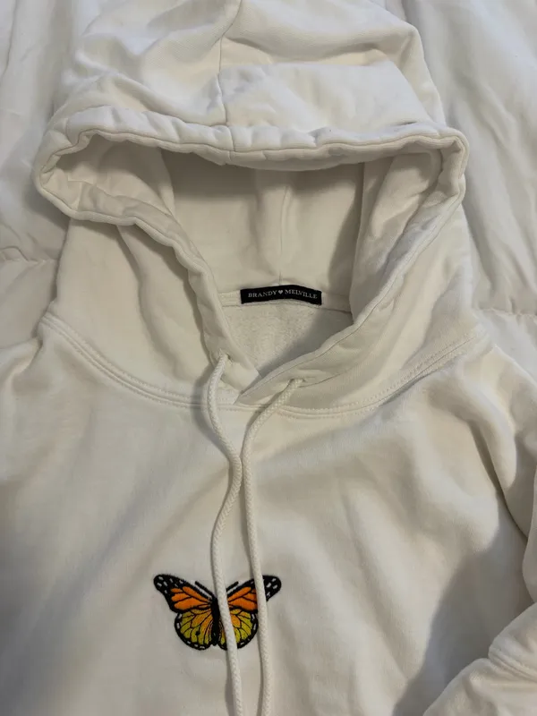 Brandy Melville White Butterfly Hoodie - Image 3
