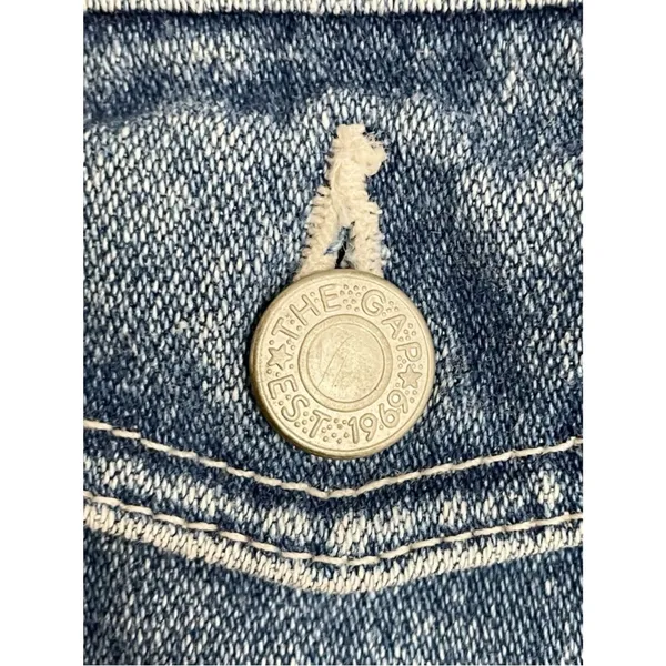 Vintage GAP Denim Vest Y2K Blue Jean Button Front Fitted Western Boho Size Small - Image 6