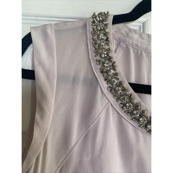 Rebecca Taylor Embellished Silk Wrap Top Womens Size 0 Lavender Grey Sleeveless - Image 3