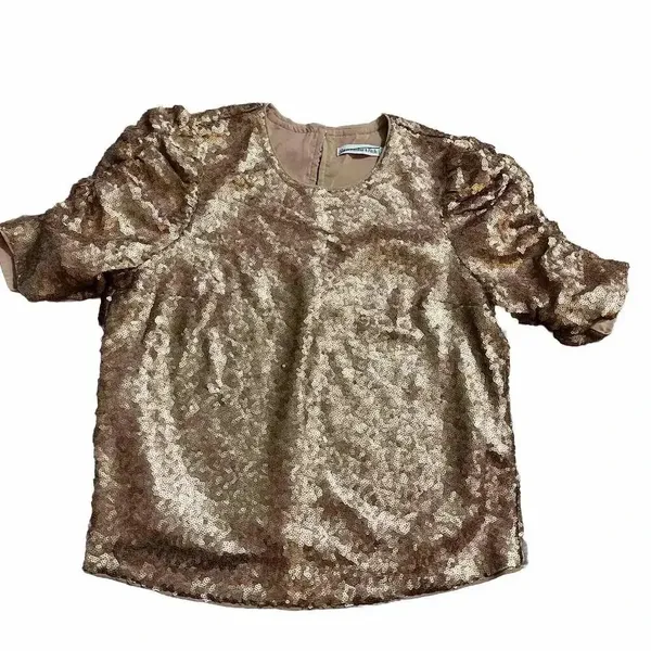 Abercrombie Classic Party Top Sequin Bling Y2K Ruched Sleeve Button‎ Back XS - Image 8