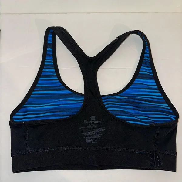 Hanes Blue and Black Striped Sports Bra size XL - Image 8