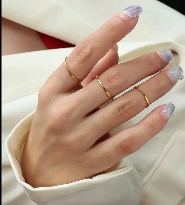 2MM Thin Titanium Steel Silver color Couple Ring - Image 4