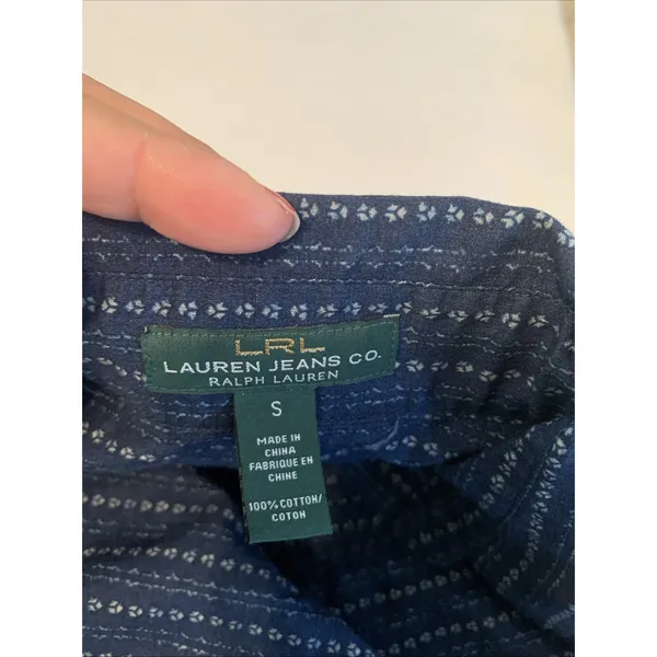 Lauren Ralph Lauren blouse, size S, full button-down, navy blue Cotton - Image 3