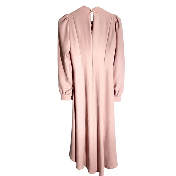 Pinar Şems Pink Long Sleeve Pleated Maxi Dress with Ruffle Neck – Small (EU 36) - Image 2