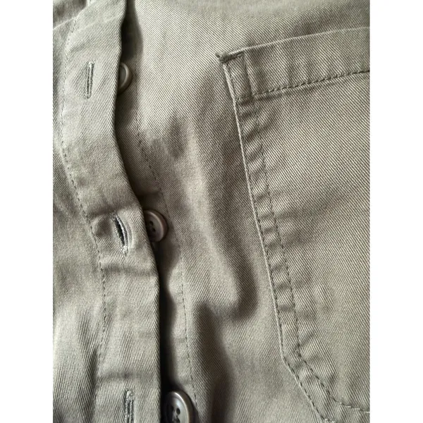 Aerie Womens XL Utility Jumpsuit‎ Olive Green Button Front Cotton Twill Jogger - Image 7