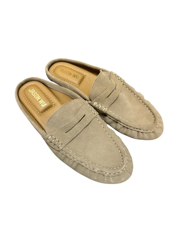 Jason Wu Meeky Suede Leather Backless Slip On Mules Slides Womens Shoes Tan 8 - Image 3