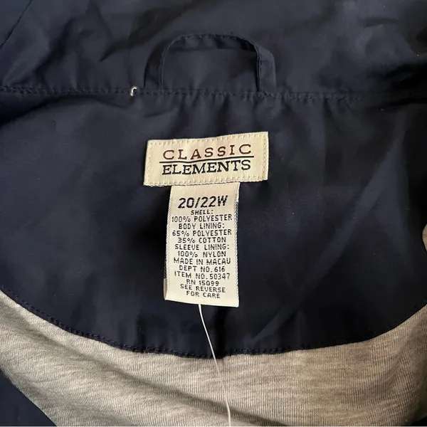 New Women’s Sears Classic Elements Navy Blue Zip Windbreaker Vintage Jacket 20 - Image 3