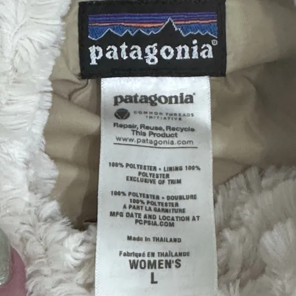 Patagonia Pelage Faux Fur Fleece Full Zip Cream Jacket Women's Size Large‎ - Image 9