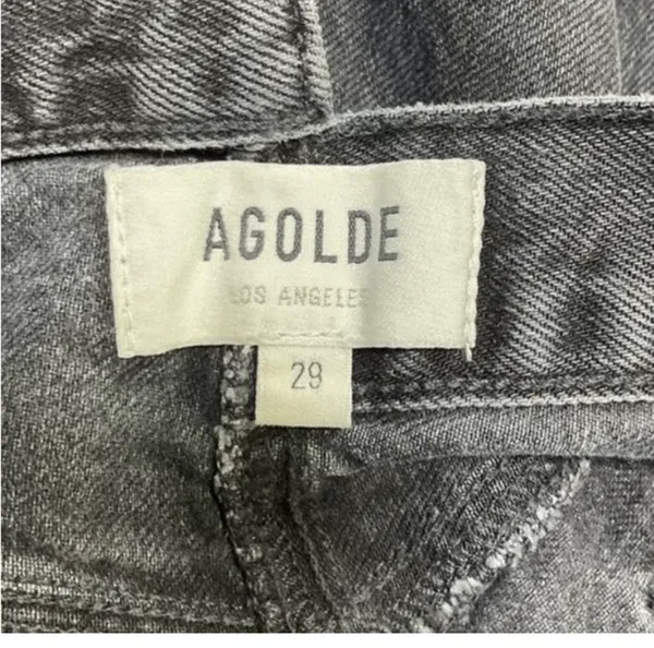 Agolde Criss Cross High Waist Jeans 29 Womens Black Shambles Cotton Frayed - Image 5