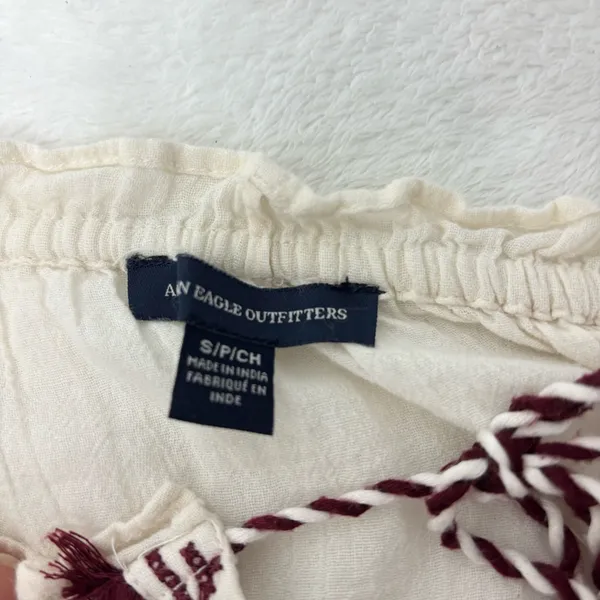 American‎ Eagle Outfitters Cream Embroidered Blouse Size S - Image 7