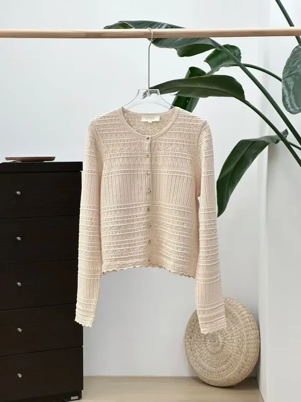 Sézane Cream Open-knit Lace Cardigan - Image 2