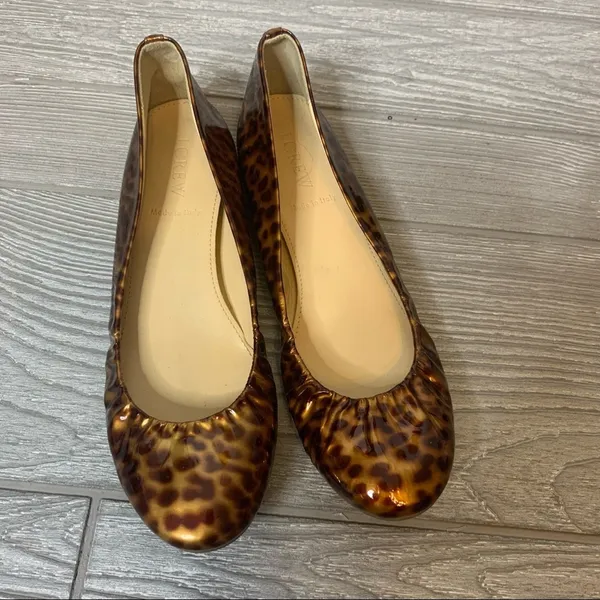 J. Crew patent leather leopard print ballet‎ flats sz 7 - Image 6