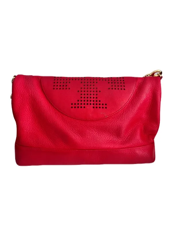 Tory Burch Red Leather ‘Kipp Foldover’ Convertible Messenger Crossbody Clutch - Image 6