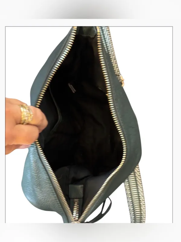 Sanctuary Green Pebbled Leather Foldover Shoulder Bag - Image 3