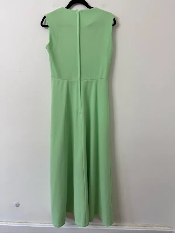 Vintage 1960s Sleeveless Mint Green Maxi Dress with Embroidered Scoop Neck - Image 6