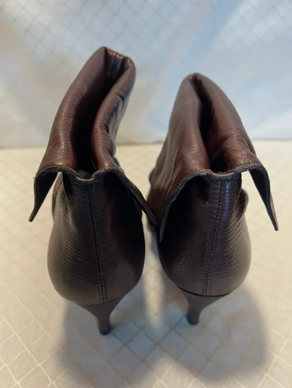 Steve Madden Aplegate Brown Leather Slouchy Ankle Heeled Boots Size 8 - Image 4