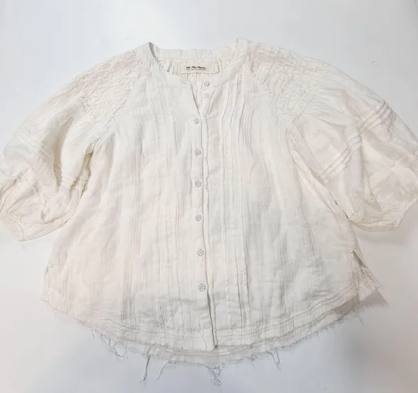 Free People Secret Falls Smocked Top in Ivory - Image 2