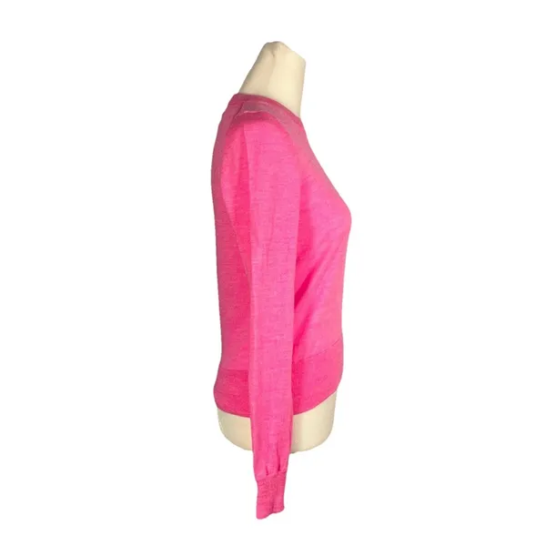J. Crew Women's Hot Pink Merino Wool Crewneck Thin Knit Long Sleeve Size XS - Image 4