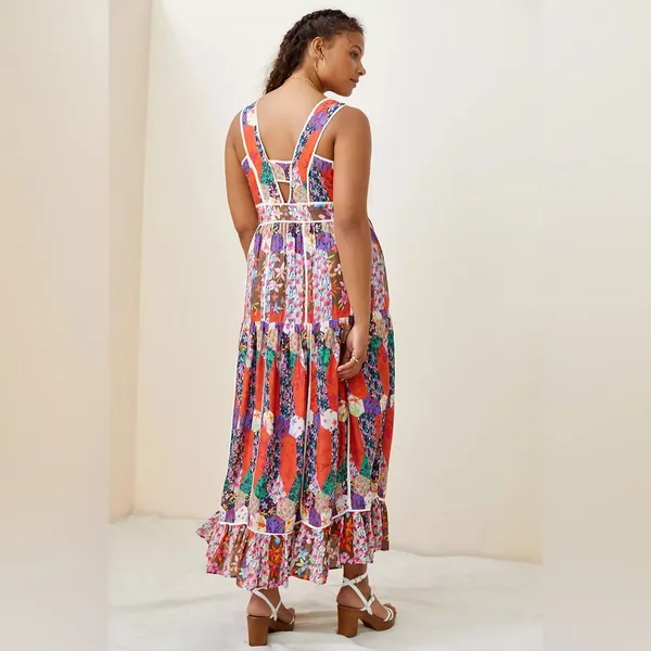 Anthropologie Square Neck Maxi Dress Size 12 - Image 6