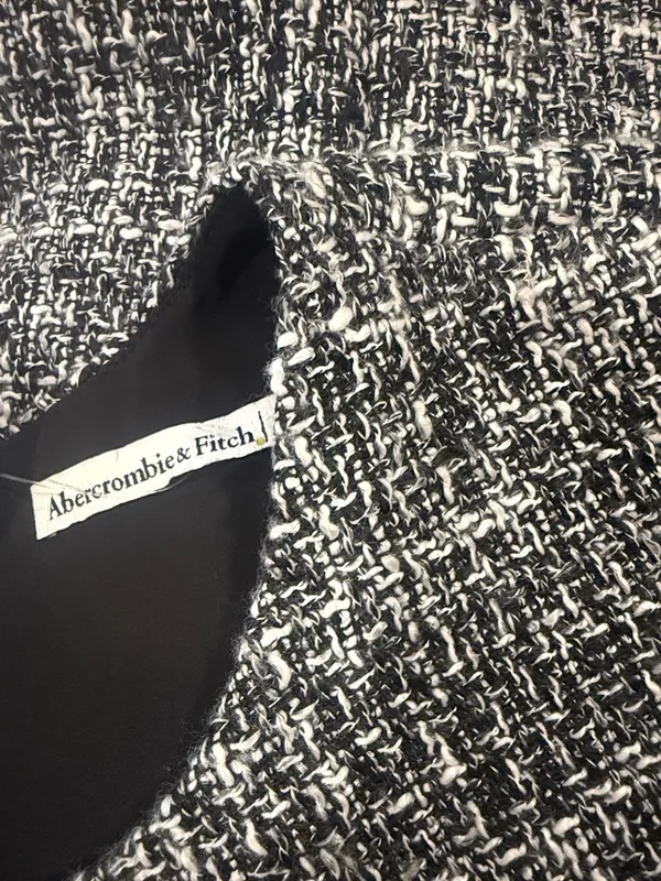 NWOT Abercrombie & Fitch Black & White Tweed Sleeveless Mini Dress Shift Sheath - Image 6