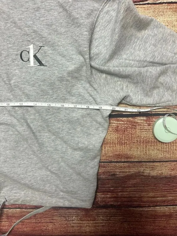 Calvin Klein Sleepwear Hooded Sweatshirt Cropped Grey Size M - Image 2