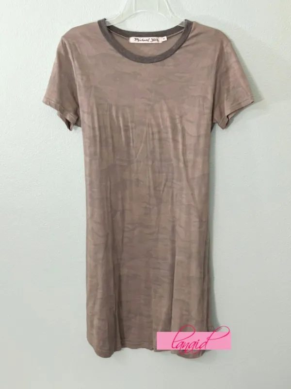 Michael Stars Ringer Tee Dress Camo Print Olive Raglan T-Shirt Mini Shirtdress - Image 3